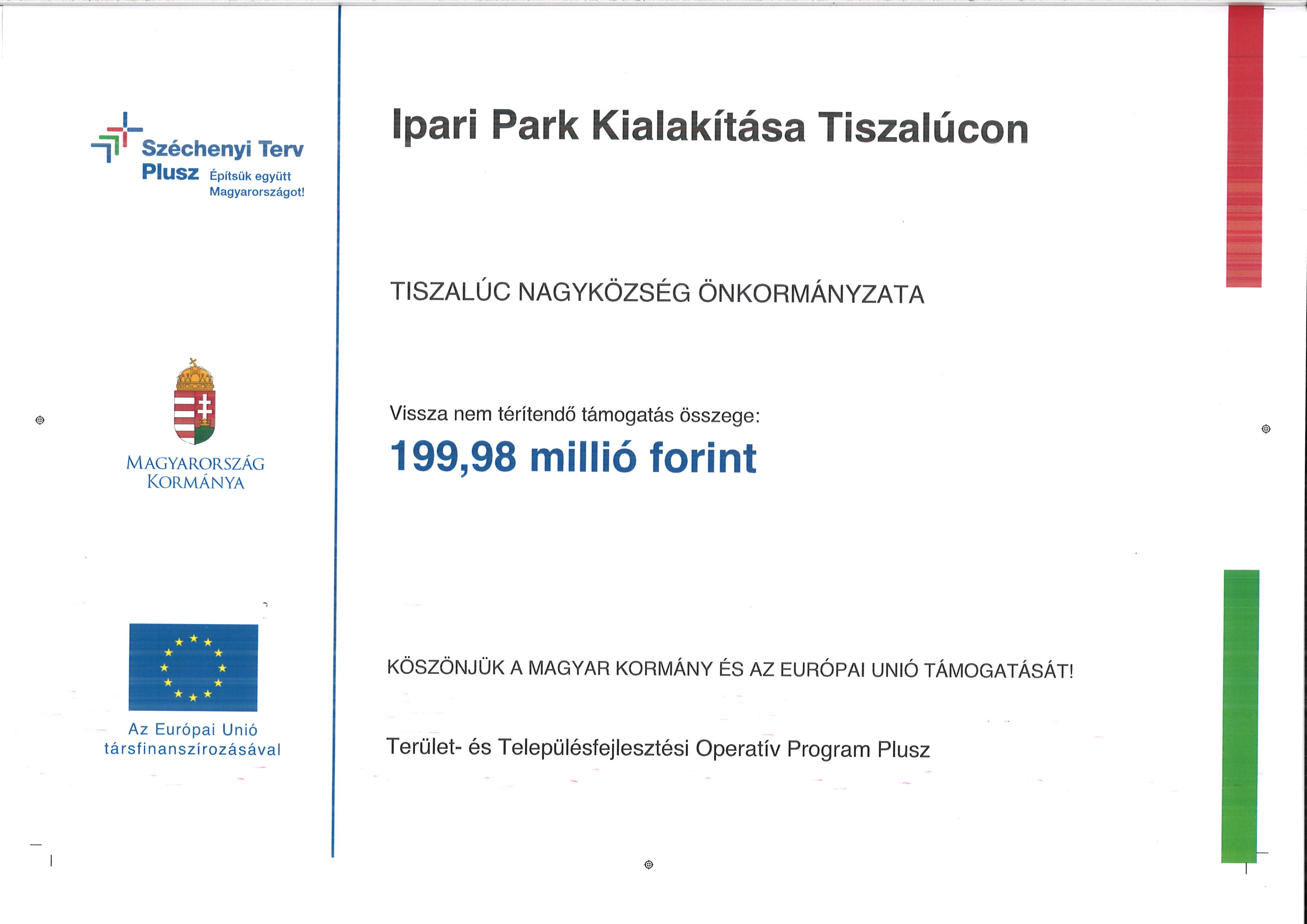 Ipari Park Kialakítása Tiszalúcon