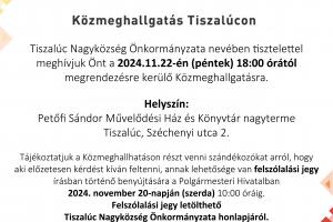 Közmeghallhatás Tiszalúcon 2024. november 22. napján