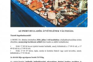 Az Intert hulladék átvételének változás!